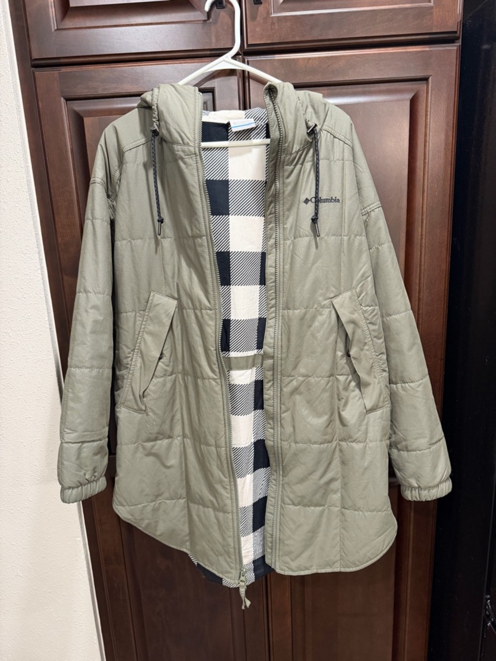 Columbia Olive Green Quilted Hooded Puffer Jacket